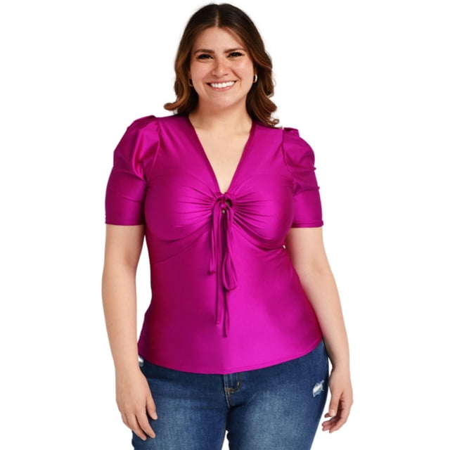 Blusa de satín Roman Fashion /Tallas Extras, 1825 (Magenta) fucsia oscuro 42 Roman Fashion BL-GR-1825-MAGENTA