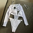 thumbnail image 4 of Sngxgn Women's Swimsuit Tummy Control Deep V Neck Double Straps Crisscross Back Tie Bathing Suit(White,M), 4 of 5