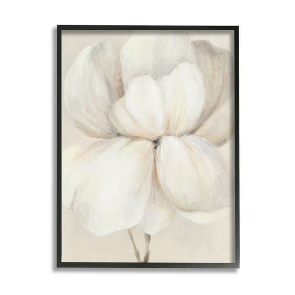 Stupell Industries Puffy White Flower Traditional Floral Petal Painting Black Framed Art Print Wall Art, 16x20, by Lanie Loreth