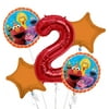 Sesame Street Elmo Balloon Bouquet 2nd Birthday 5 pcs - Party Supplies