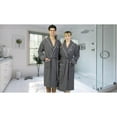 thumbnail image 4 of Authentic Hotel and Spa  Dark Grey Unisex Turkish Cotton Waffle Weave Terry Bath Robe with White Script Monogram V Large/XL, 4 of 5