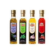 Infused Extra Virgin Olive Oil for Dipping & Tasting | All Natural | 4 pk Gift Set (Gift Box Included) | Great Corporate Gift | GARLIC | CHILI PEPPER | ROSEMARY | BASIL | 4 bottles x 8.