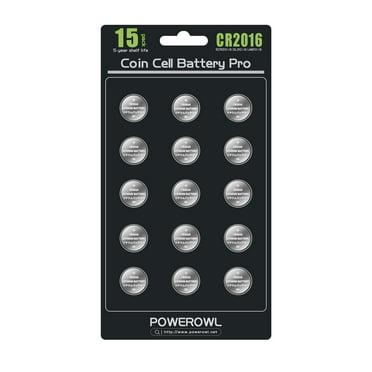 POWEROWL High Capacity CR2016 Battery (15-Pack) CR 2016 3v Lithium Batteries, 10 Years Leak-Free