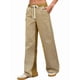 thumbnail image 2 of Pantalones de Rayas de Tiro Bajo para Mujer, Vaqueros Bohemios de Pierna con Cordón Ajustable, Tendencia 2025 Amarillo L, 2 of 9
