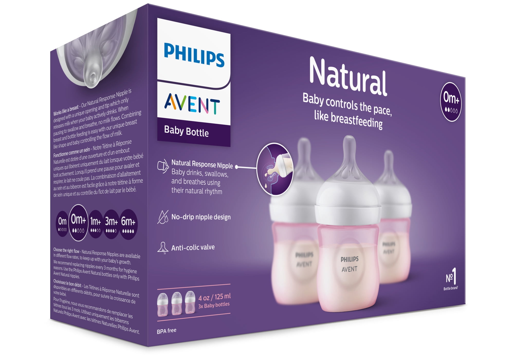 Philips Avent Natural Baby Bottle with Natural Response Nipple, 3pk, SCY900/93 - Walmart.com