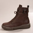 thumbnail image 2 of B91xZ Bottes d'Automne pour Femmes Bout Rond Bottes de Combat Lacets Compensés Moto, Marron 6.5, 2 of 5