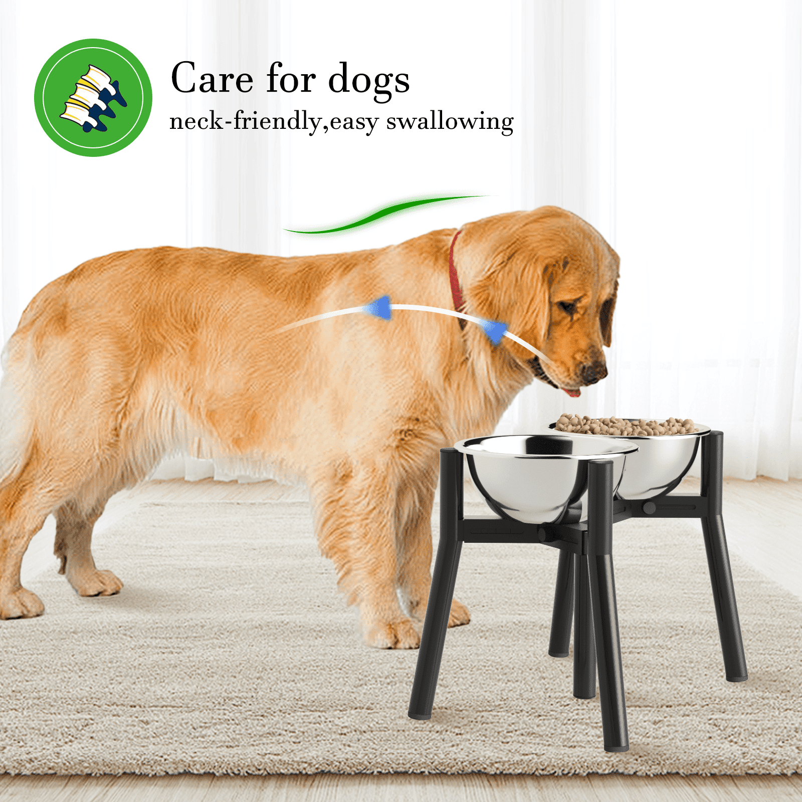 SHAINFUN Adjustable Dog Bowl Stand for Large & Medium Dogs, Raised Dog Food & Water Bowl Holder, Fits 7-10.6" Wide Bowls, 11" Tall, 2-in-1 Design Tall Dog Food Bowl Stand, Bowl Not Included
