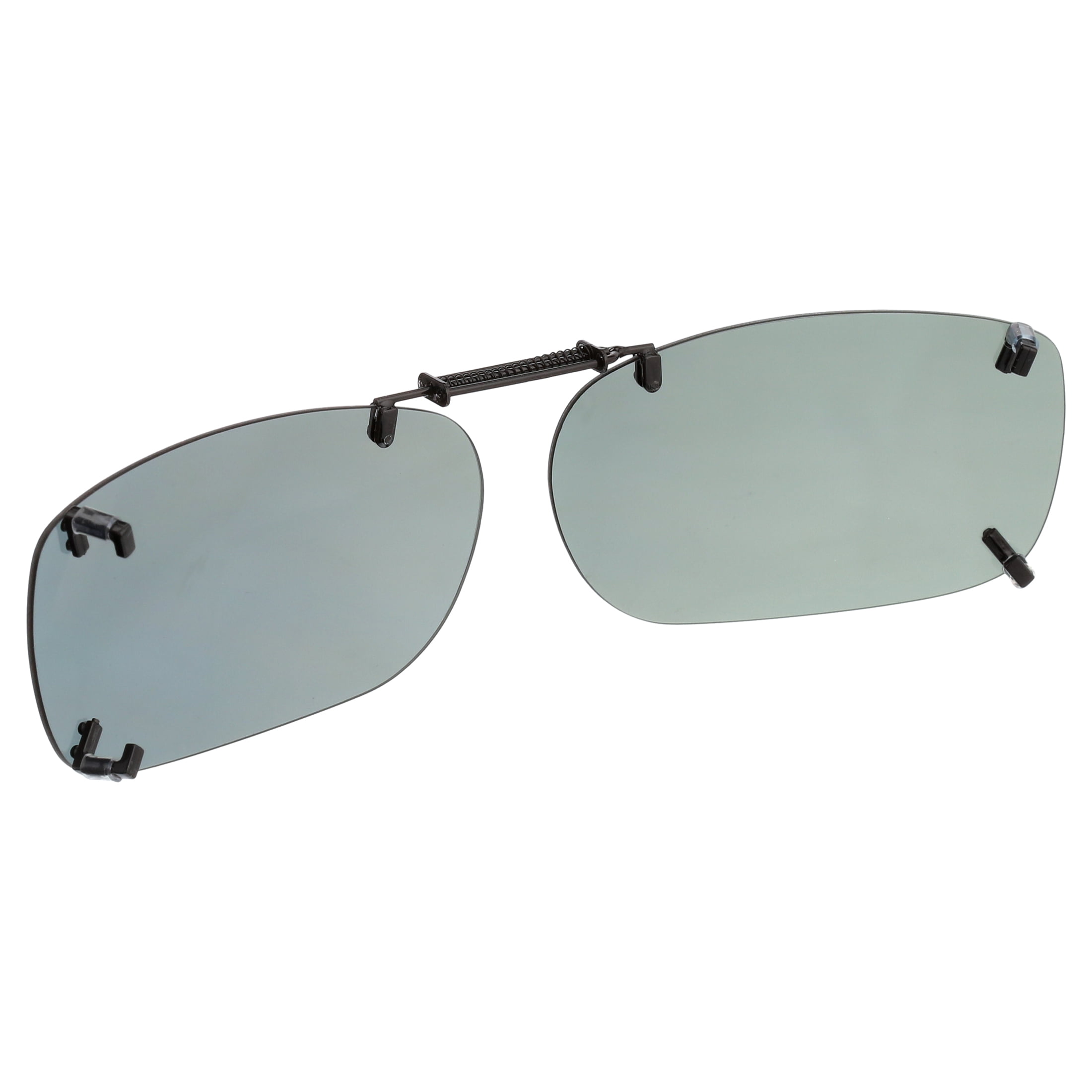 Polar Optics Unisex Rectangle Plastic Clip Ons Sunglasses Gray