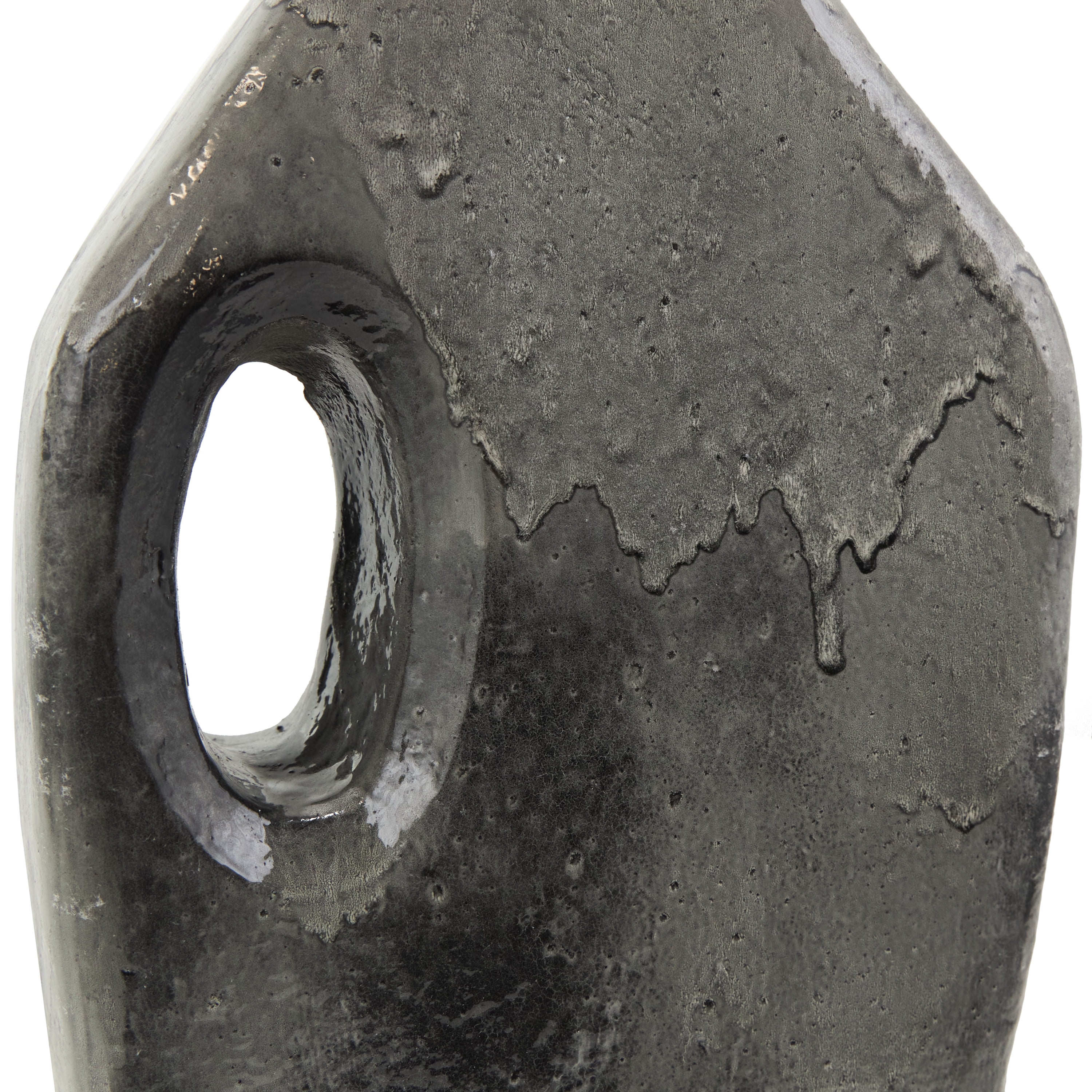 DecMode 18" Marble Inspired Gray Paper Mache Vase with Cutout Handle