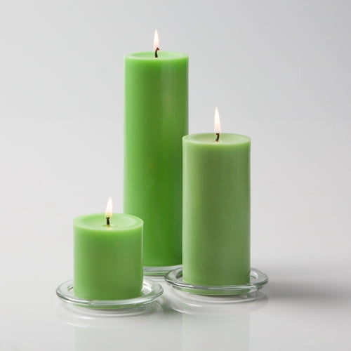 Richland Pillar Candles 3" x3", 3" x6" & 3" x9" Green Set of 3