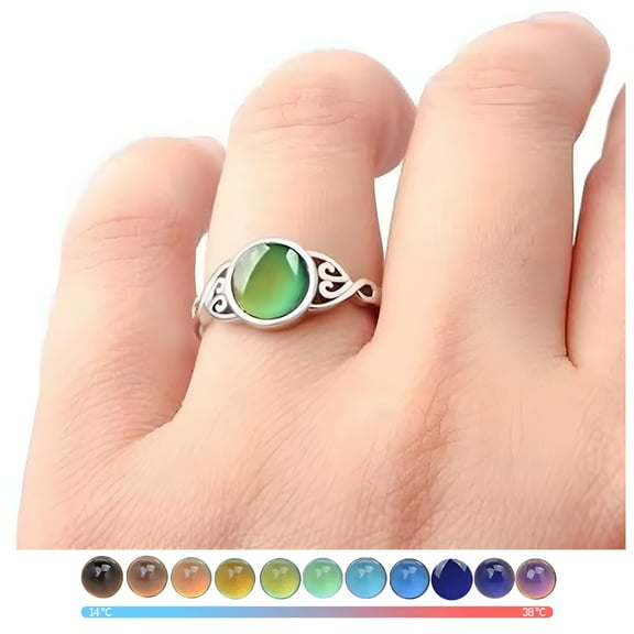 DESIGNICE Mikeback Temperature Sensitive Color Change Ring Rings Temperature Colour Changing Rings for Women Fashion Jewelry Popular Accessories Holiday Gift for Wife Mood Ring Mood Rings for Women