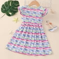 thumbnail image 4 of Kkkded Kids Toddler Girls Dresses Baby Print Dresses Summer Short Sleeve Dress A-line Dress Newborn Cute Princess Dress for 18M-6Y, 4 of 8