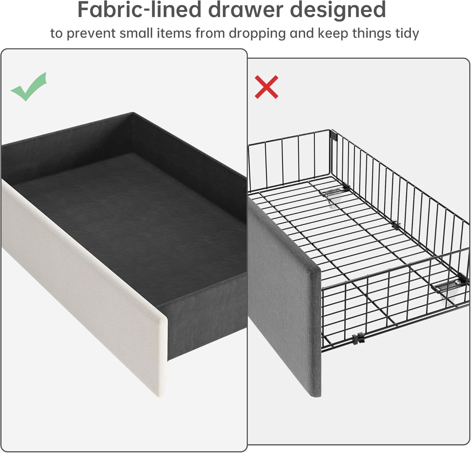 Queen Size Bed Frame, Upholstered Bed Frame with 4 Storage Drawers, Platform Bed Frame with Diamond Tufted Headboard, Wood Slat Support, No Springs Required, Easy to Assemble, White