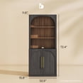 thumbnail image 2 of BELLEZE Storage Cabinet with Hutch Set of 2, 72" Tall Modern Wood Sideboard with 3-Tier Shelves, Curved Styling Door Cabinet Curio Cabinet for Office, Study, Kitchen, Living Room, Ebony, 2 of 7