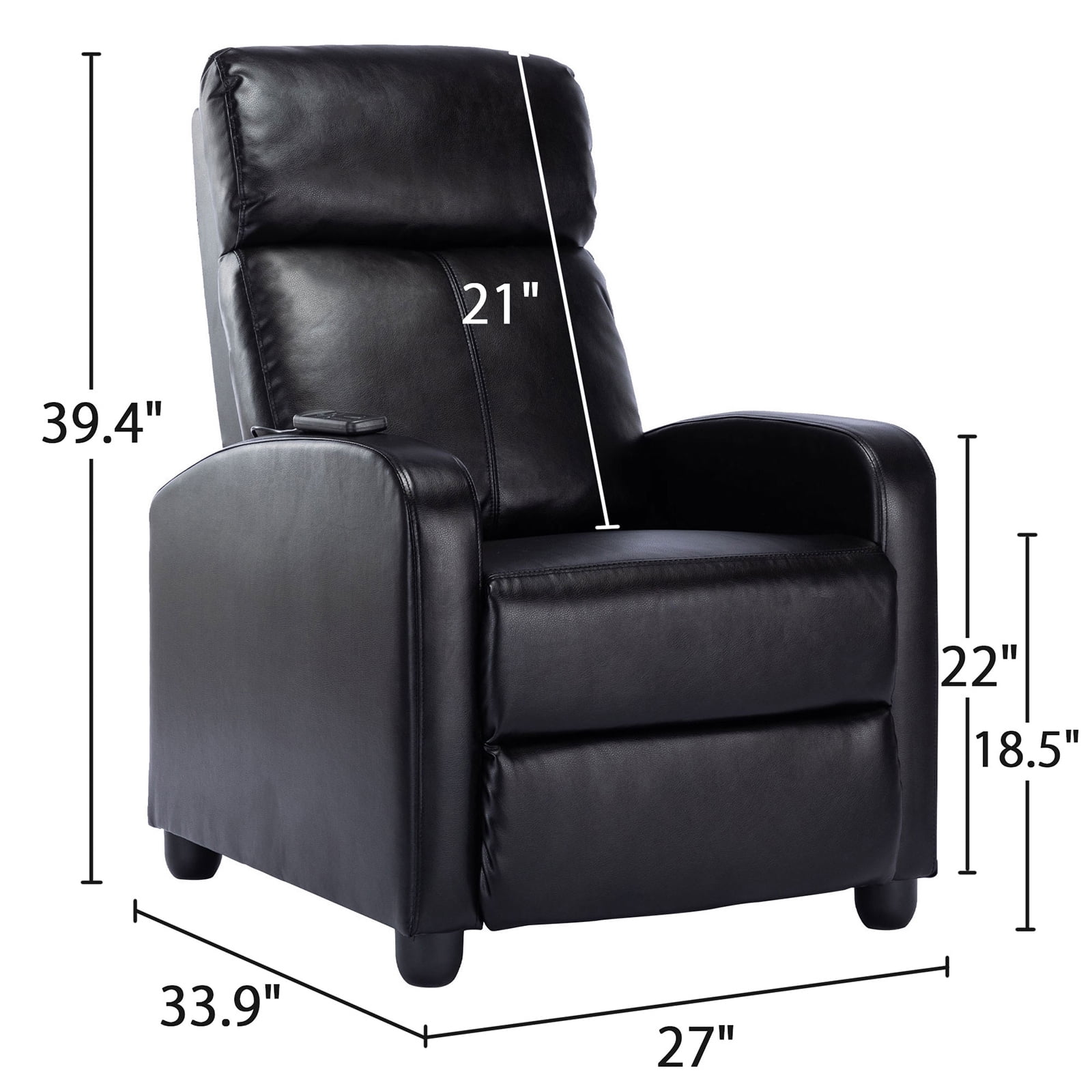 Bonzy Home Theater Recliner with Massage for Living Room, Breathable leather,Black