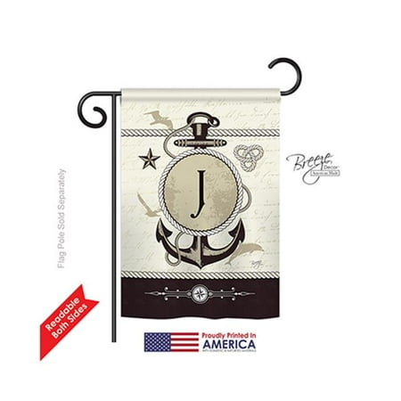 Breeze Decor 80192 Nautical J Monogram 2-Sided Impression Garden Flag - 13 x 18.5 in.