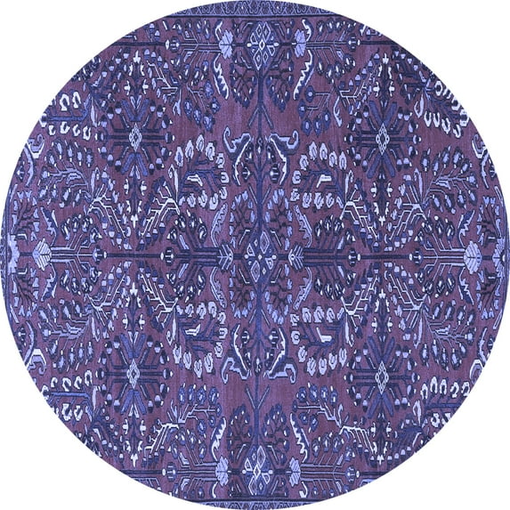 Ahgly Company Machine Washable Indoor Round Persian Blue Traditional Area Rugs, 3' Round