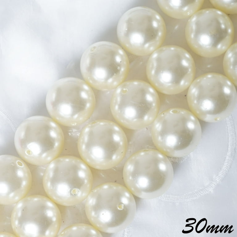 Balsacircle 0.78 inch Faux Pearls Loose Beads Ivory, Size: 20 mm, Beige