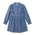 thumbnail image 2 of OGLCCG Girls Summer Denim Dress Long Sleeve Lace Hem Button Down Jean Shirt Dresses Trendy Kids A Linen Mini Dress Size 1-12, 2 of 7