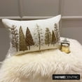 thumbnail image 3 of Christmas Lumbar Pillow Cover, 12" x 26" White & Gold Silk Pillowcase, Modern Christmas Tree Holiday Decor Oblong Pillow Cover For Sofa Couch, Hotels, Living Room, Bed Room - Gold Starry Fir, 3 of 9