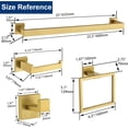 thumbnail image 5 of 5 Pieces Bathroom Hardware Accessories Set Brushed Gold, 16Inch Bathroom Towel Rack Set SUS304 Stainless Steel, Square Bath Towel bar Set Heavy Duty, Wall Mounted, 5 of 8