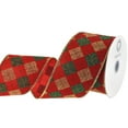 thumbnail image 2 of HOMEFORD Christmas Velvet Argyle Diamond Wired Ribbon, 2-1/2-inch, 10-yard, Red, 2 of 3