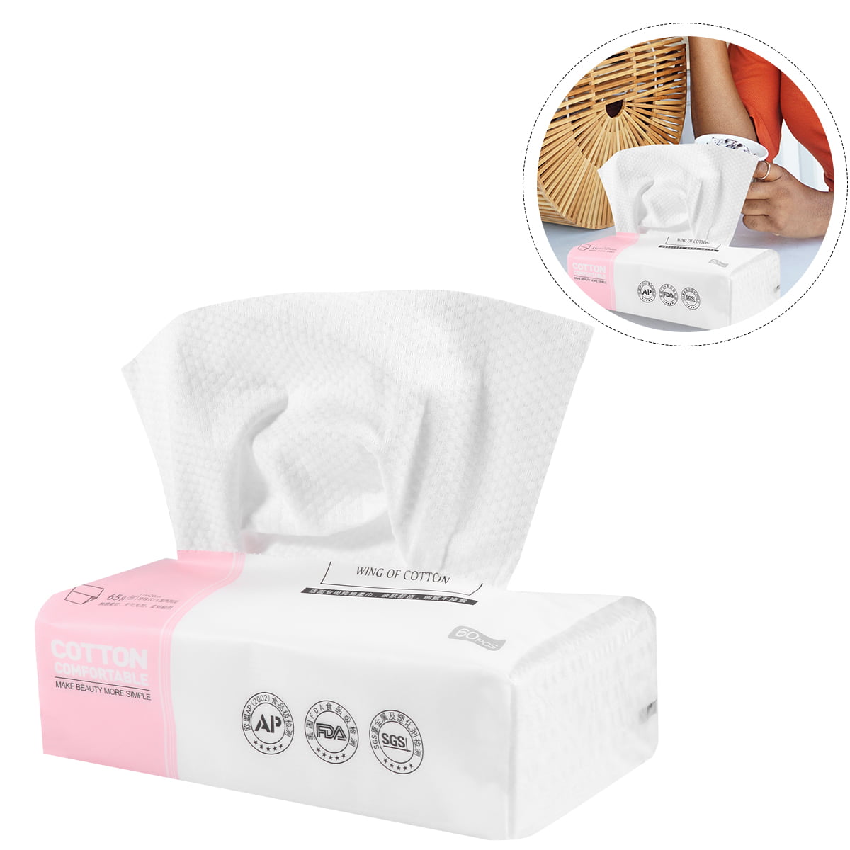 3pcs Disposable Facial Tissue Dry and Wet Wipes Cotton Face Towel Cleansing Wash 