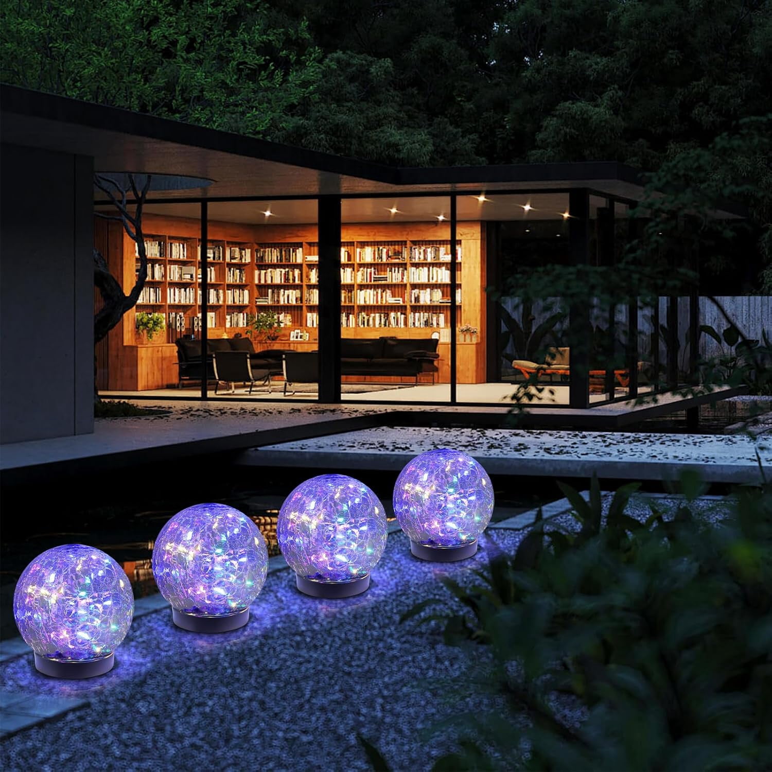 1 Pack Solar Globe Lights Outdoor Waterproof-Solar Balls-Solar Garden Lights-Orbs Cracked Glass Ball for Lawn Patio Yard Backyard Decorations