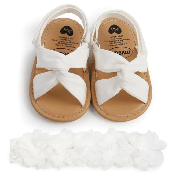 Baby Girl Sandals Summer Beach Shoe with Headband Set