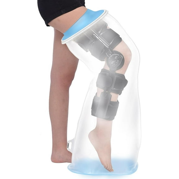 YUNCHI Extra Large Cast Cover for Leg in Shower with Anti-Slip Sole, TPU Reusable Knee Cover for Showering after Surgery