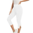 thumbnail image 4 of BLVB Capri Leggings for Women Side Slit Legging Summer Cropped Pants Casual Solid Comfy Yoga Pants Beach Vacation Outfits, 4 of 7