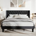 thumbnail image 2 of Allewie King Size Upholstered Platform Bed Frame with Fabric Wingback Button Tufted Headboard, Black, 2 of 11