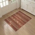 thumbnail image 3 of ODIKA 3'x5' Washable Throw Rug Stain Resistant, Low Profile, Non-Slip Kilim Southwestern Navy Stripe Motif Interlocking Banded Tone for Entryway, Kitchen, Mudroom, 3 of 7