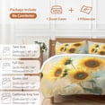 thumbnail image 6 of 3 Piece Sunflower Duvet Cover Set Queen Size, Microfiber Comforter/Quilt Cover with Corner Ties and 2 Pillowcases, Watercolor Yellow Floral Botanical All Season Soft Bedding with Zipper Closure, 6 of 8