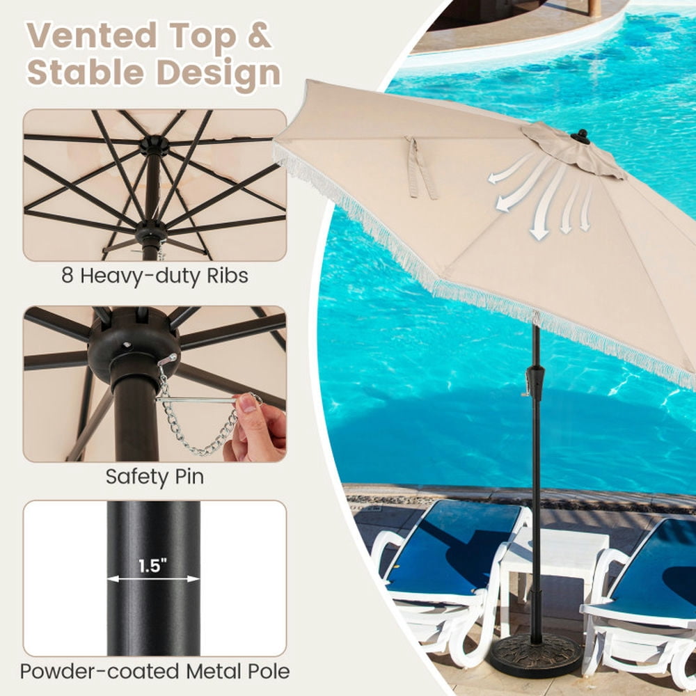 Spaco 9 FT Patio Umbrella with Sun-Protective Canopy for Patio Garden Pool-Beige, Outdoor Table Umbrella, Yard Umbrella, Market Umbrella