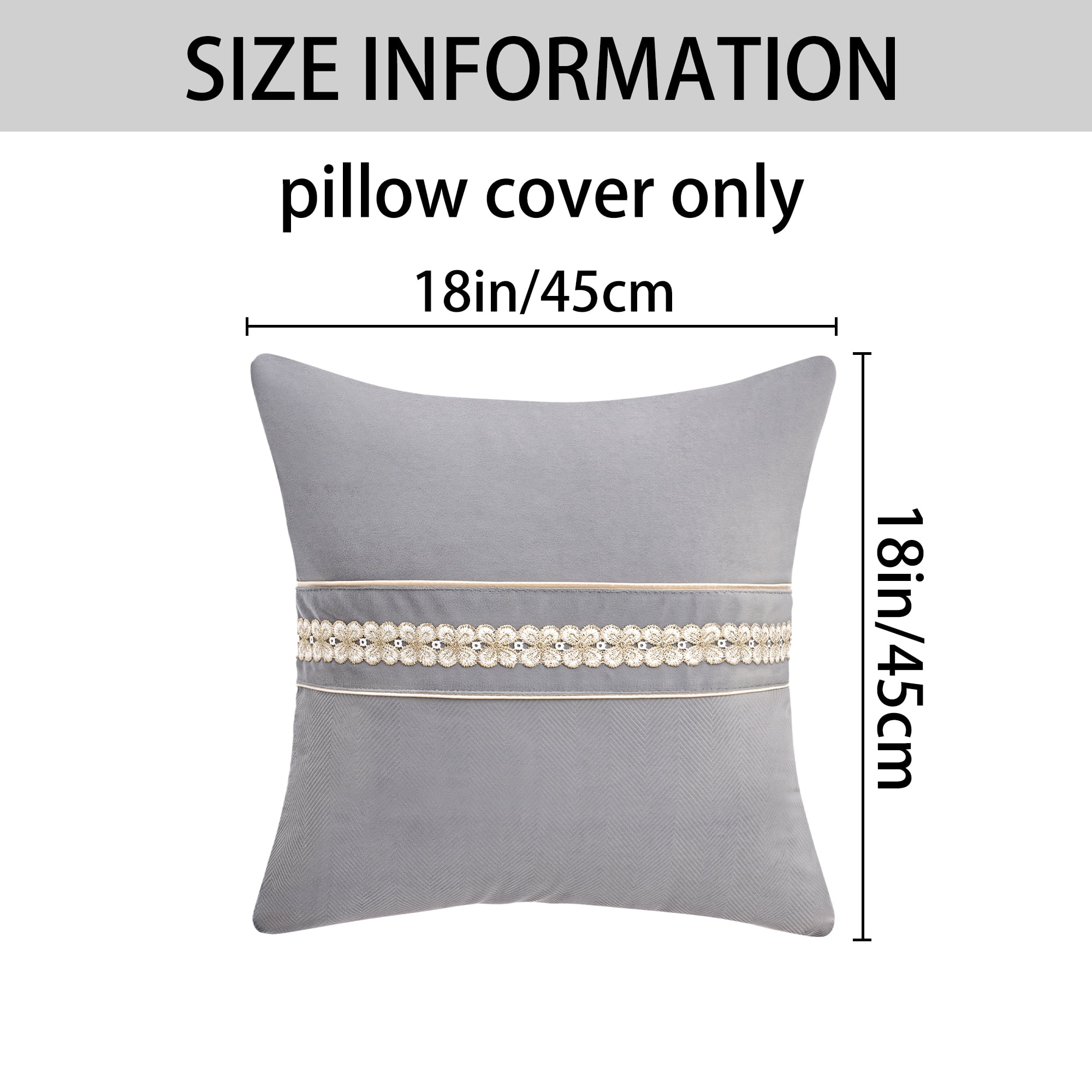 Unique Bargains Set of 2 Soft Throw Pillow Covers with Cute Embroidery Grey