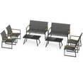 thumbnail image 2 of Costway 8 PCS Patio Furniture Setwith Padded Fabric Seat & Wood-Plastic Armrests Table, 2 of 10