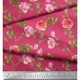 thumbnail image 2 of Soimoi Modal Satin Fabric Leaves,Rose & Peony Floral Print Fabric by The Yard 42 Inch Wide, 2 of 3