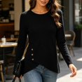 thumbnail image 2 of Kychelot Plus Size Tops for Women Long Sleeve Crew Neck Side Button Knitted Tops Fitted Trendy Tunic Tops, 2 of 8