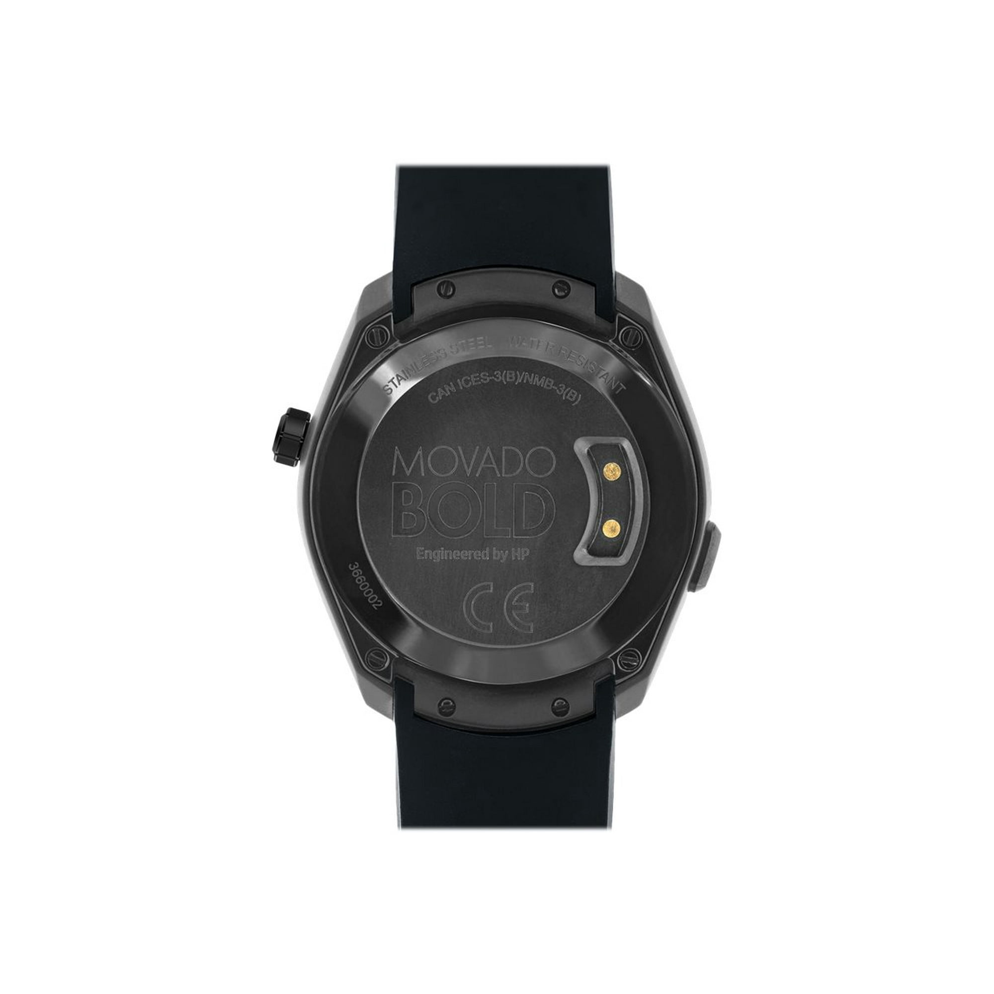 Movado Bold Motion 44 mm black ion-plated stainless steel smart watch  with strap silicone black Bluetooth