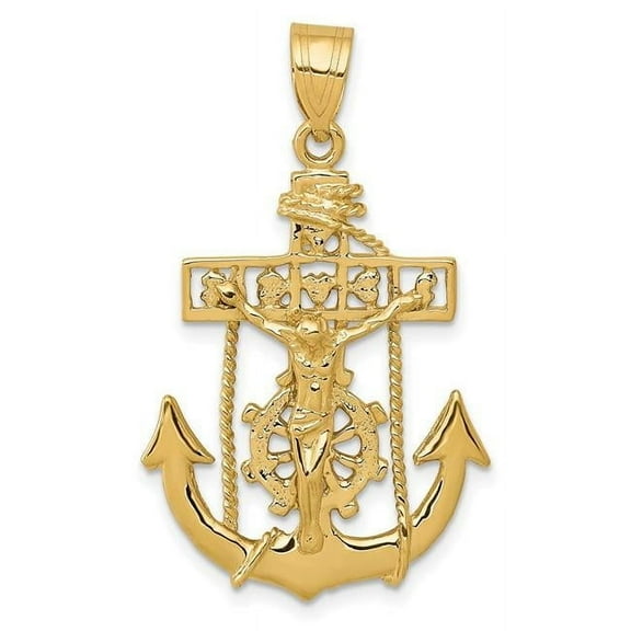 Finest Gold 14K Yellow Gold Mariners Cross Pendant