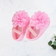 thumbnail image 3 of BRIGHTFUFU 1 par de zapatos para niñas, zapatos de princesa de encaje, zapatos de cuna, zapatos de piso antideslizantes de suela suave para bebés recién nacidos, talla 13 rosa, 3 of 7