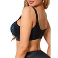 thumbnail image 3 of INSPIRE CHIC Women's Lace V-Neck Full Coverage Bra Wireless Push Up Soft Cup Breathable Minimizers B 36 Dark Green, 3 of 5