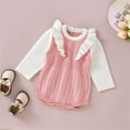 thumbnail image 4 of Generic Baby Girls Knitted Pullovers Girls Long Sleeve Splice Knitted Ruffles Sweater Baby Bodysuit Romper 1 Piece Outfits Fall Winter Clothes(Pink,9-12 Months), 4 of 9