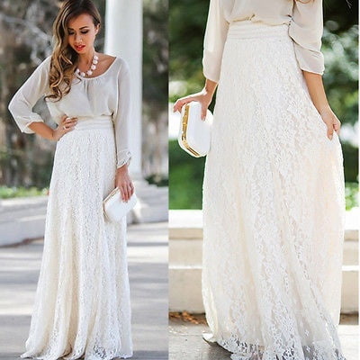 Lace boho maxi skirt cheap