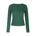 thumbnail image 4 of Womens Long Sleeve Henley Shirts Slim Fit Business Casual Tops Button Up Trendy Ribbed Knit T Shirts 2026 Fall Going Out Top Ladies, 4 of 7