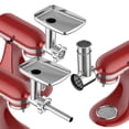 thumbnail image 2 of Meat Grinder & Stainless Steel Slicer Shredder Attachment for Kitchenaid Stand Mixer - Sausage Stuffer, Food Slicer, Shredder, Cheese Grater & Salad, 2 of 7
