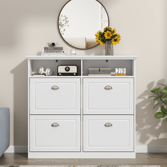 Shoe Cabinet with 4 Flip Drawers, Shoe Organizer Cabinet for Entryway, Foyer, Hallway