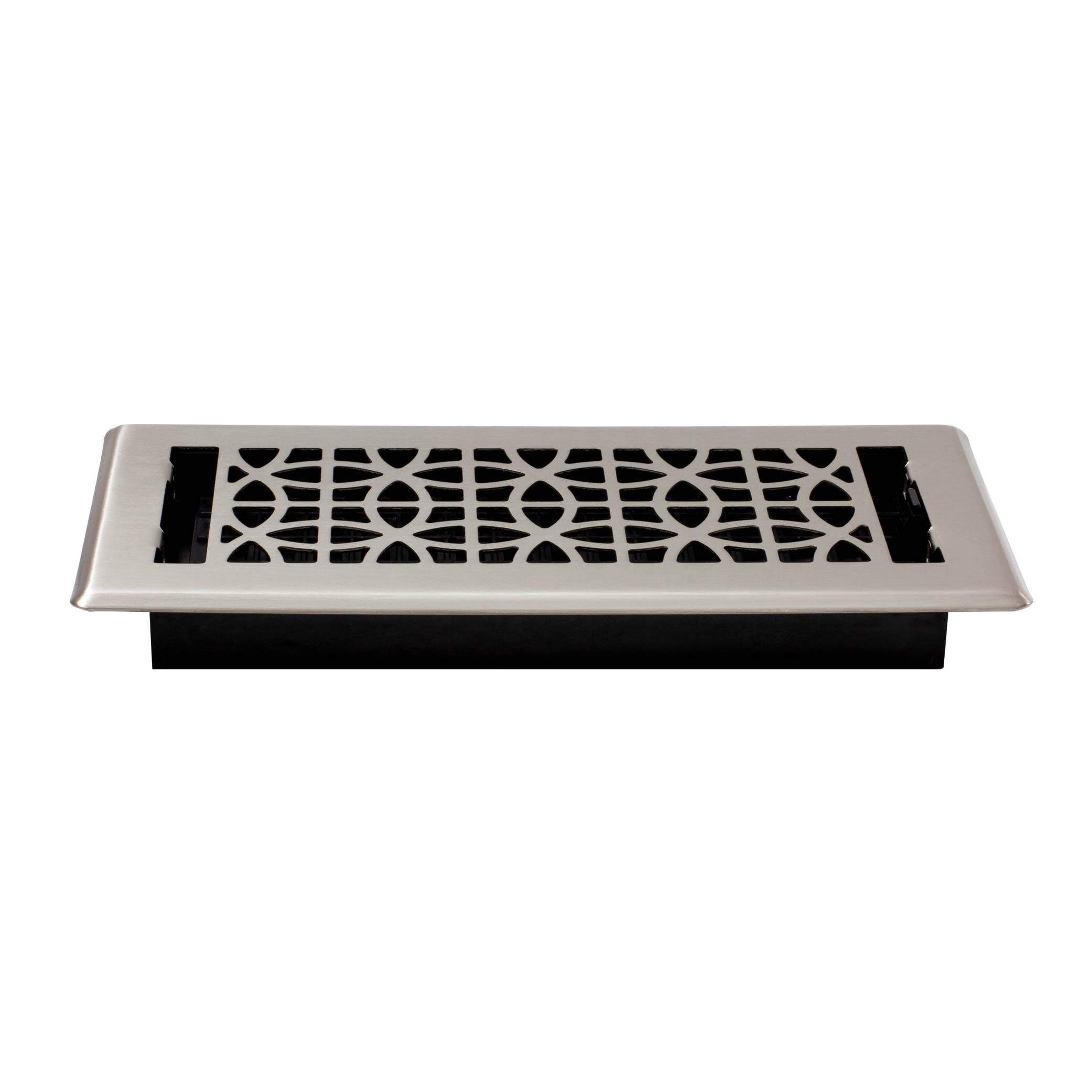 Decor Grates (4-Pack) 4x10 Eclipse Floor Register Vent Cover, Adjustable Airflow Control, Brushed Nickel (ECH410-NKL)
