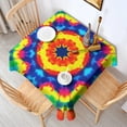 thumbnail image 2 of Colorful Tie Dye Star Pattern Square Tablecloth,Waterproof Square Table Cover,Wipeable Spillproof Washable Table Cover for Home Kitchen Party Decor 60"x60"(152x152cm), 2 of 6